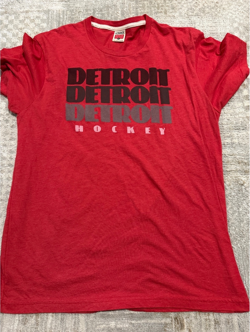 Homage Detroit Hockey T-Shirt Red Size Large